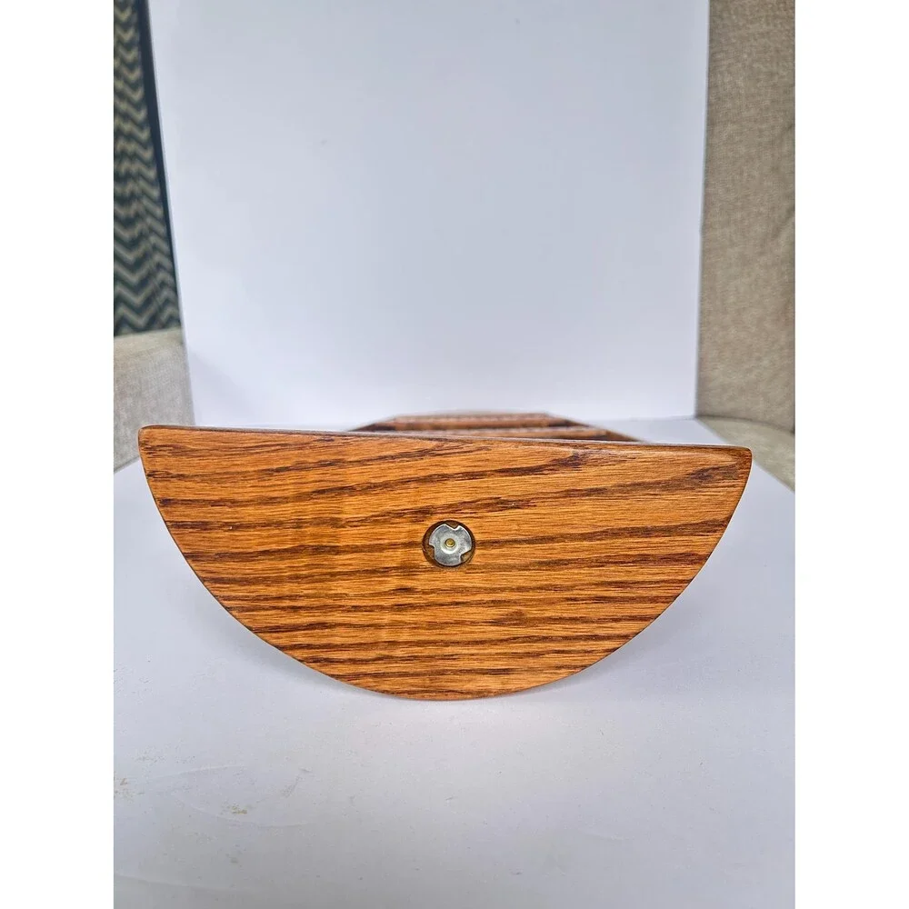 Vintage Arched Wooden Earring Holder Stand – Solid Oak Jewelry Organizer